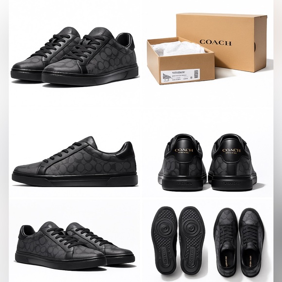 Coach High Line Signature Sneakers Men’s 12 — Black Graphite - Picture 7 of 9